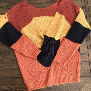 Twist Back Color Block Sweater